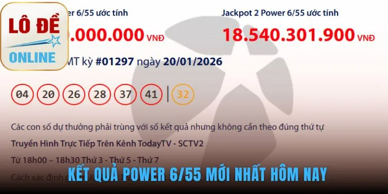 Kết quả xổ số Power 6/55 cập nhật kết quả trúng thưởng mới nhất
